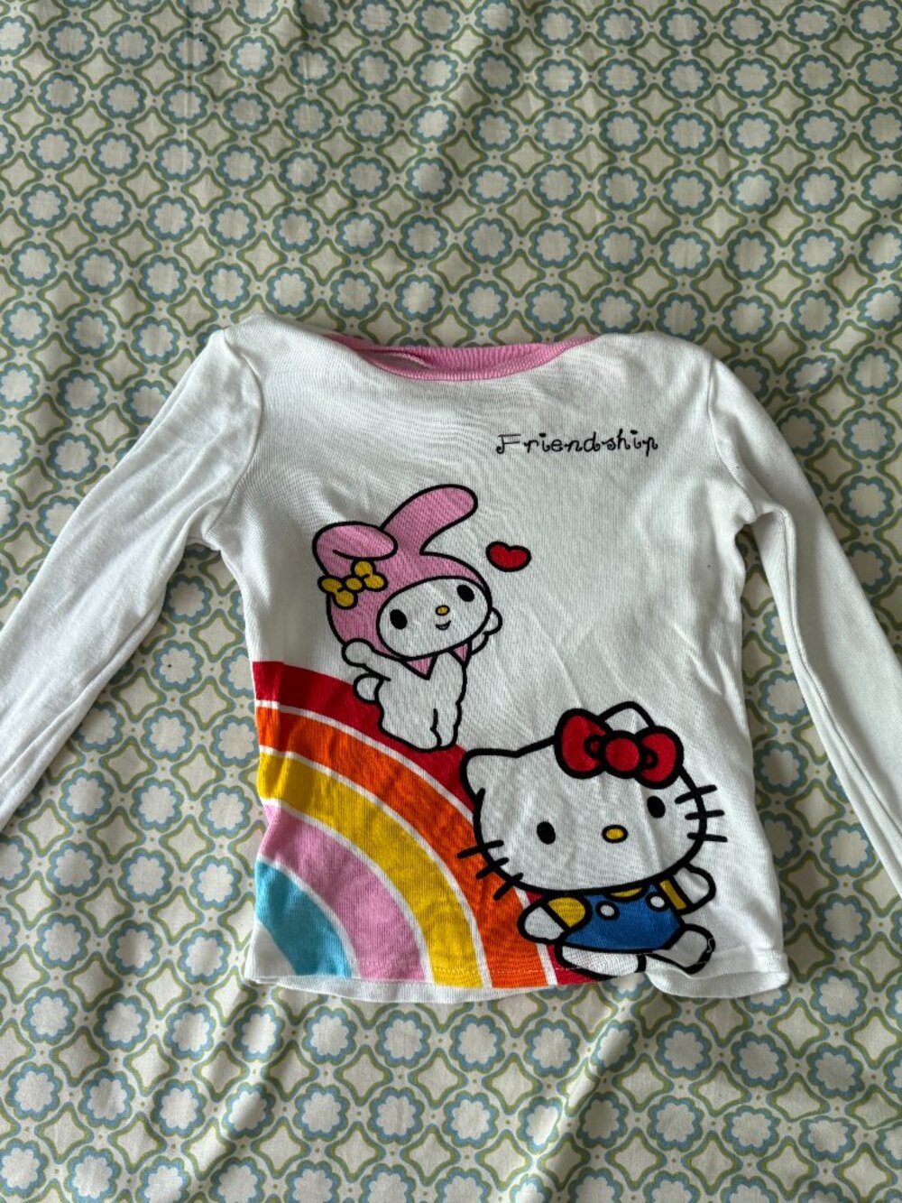 Sanrio Hello Kitty My Melody Girls 5T Long Sleeve Pajama Top Rainbow Friendship